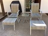 Outdoor furniture - matching chairs, stools, & table. Will be sold as set!