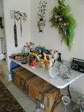 Lots of wall decor, cleaning products