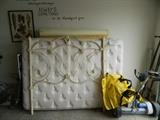 Mattress, box spring & iron headboard