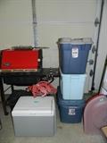Webber grill, Razorback, electric ice chest, storage containers
