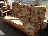 Rattan sofa.