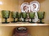 Green stemware.