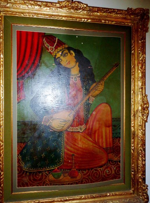 Large canvas on board of a Persian princess circa 1880
