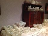 Lifetime collection of Fenton opalescence  dinner plates, bowls, salad plates, vases. glasses and more