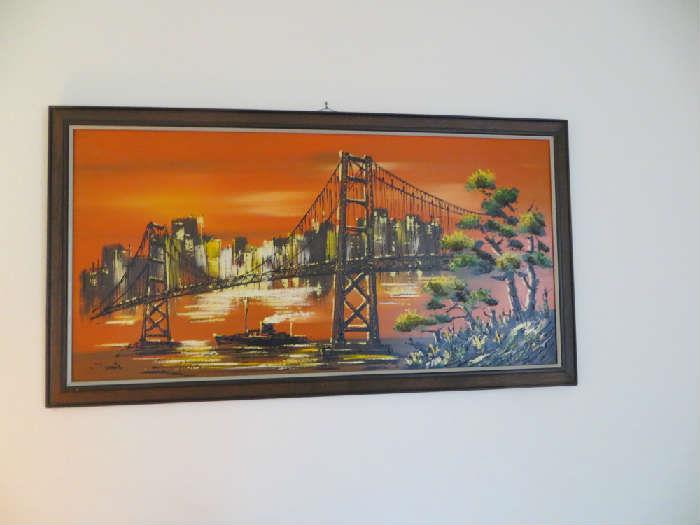 San Francisco Golden Gate Bridge vintage wall art.