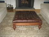"Bennett" Square Leather Tufted Ottoman for Restoration Hardware