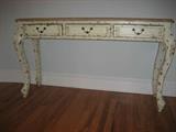 Distressed French Three-drawer Console Table by Horchow 