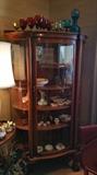 Beautiful Tiger Oak China hutch with curved glass late 1800's