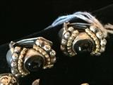 Gold, Sterling and Black Onyx Earrlings