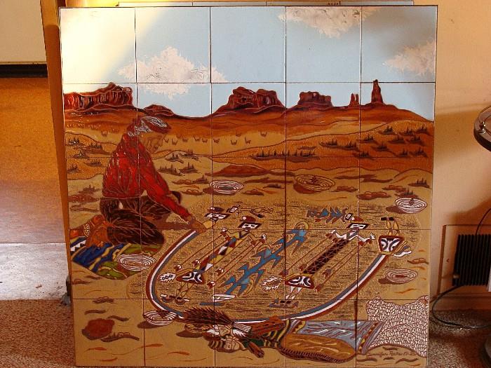 Large indian tile plaque