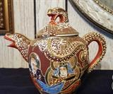 Satsuma Moriage Tea Set Geisha Tea Pot