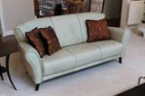 Custom Made Italian Leather Luxurious Sofa That Serves Equally Well For Comfort And For Functionality - With A Couple Accent Pillows And Throws The Exterior Flaws Of Color Over Time Could Be Masked -- These Couches Are Worth The Possible Re-Dye - Please Preview These To See How These Can Be Yours -- These Matching Sofas Are Like Sleeping Inside Your Coach Purse