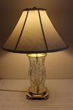 "Waterford Table Lamp" A Polished Brass Finish Contrasts The Intricate Cut-Crystal Base Perfectly Matched With A White Shantung Shade - Waterford Is Known Worldwide For Creating Crystal Of Unsurpassed Beauty & Quality - Made In Waterford, Ireland - Value Of $700