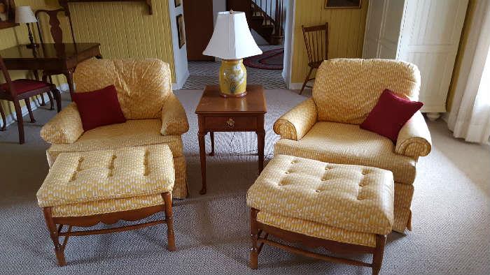 Hudson's yellow chair with footstool $100 each (2)