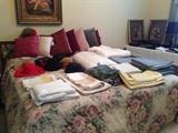 sheets, blankets, pillows, duvets and shams, throws, hats, more