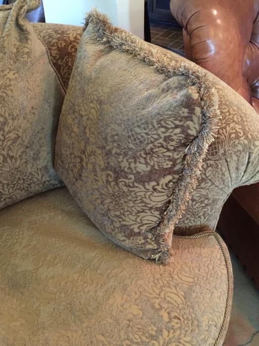 Contemporary Sofa from HAVERTY'S in a Gold Heather Chenille Jacquard. 