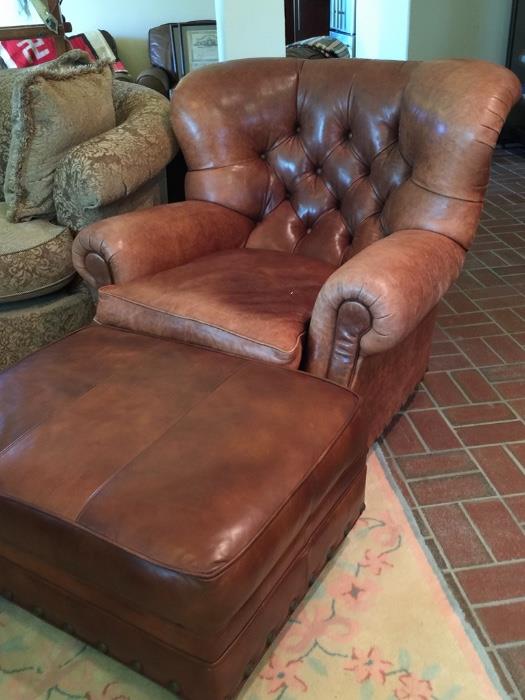 Leather Chair & Ottoman from Beacon Hill