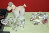 Baccarat polar bear paperweight and Steiff jointed poodle
