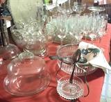 Glassware and silver-plate serving pieces, also some Sterling pieces available