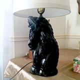1960s double horse pottery lamp