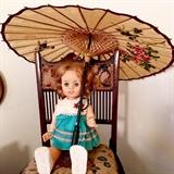 Vintage paper umbrella, dolls