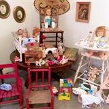 Old dolls, toys, child's furniture