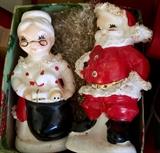 Vintage Mr. and Mrs. Santa figurines