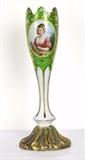 Moser Art Overlay Glass Portrait Flower Vase
