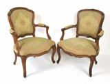 Pair 19th Century French Walnut Fauteuils