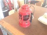 Little Red Lantern with red globe marked Fostoria Ohio