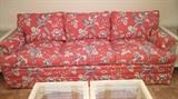 Brand new custom high point sofa with designer fabric and down cushions