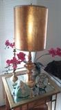 James Mont Gilded lamps with original gilt shades