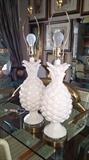 Completely restored Paul Hanson Cast pineapple lamps