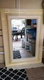 Large vintage heavy fiberglass mirror with faux finish in cream