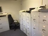 Filing Cabinets and a comfortable office chair.