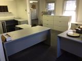 Desks and filing cabinets.