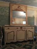 One of a Pair of French Trumeaux Mirrors (Cream, Parcel-gilt) and One of a Pair of French Provincial Sideboards.