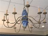 One of Four Blue and White Chandeliers, matching bobèches were found later (see next pic).