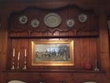Antique Chinese Export Platter, English Transferware, Antique Candlesticks, and a Hunt Painting (watercolour).