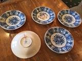 Five Vintage Delft Blue and White Plates.
