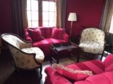 Two Shapely Loveseats (sold separately) and a pair of Antique French Provincial Bergères.