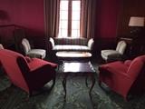 French Provincial Furniture, Vintage Club Chairs, and a Brass Tray Coffee Table.