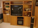 Solid oak and oak veneer entertainment center