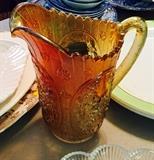 Carnival glass pitcher