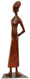 FRANZ HAGENAUER (AUSTRIAN, 1906-1986), TEAKWOOD & BRASS AFRICAN FIGURE, WIEN, H 15 1/2"