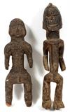 AFRICAN WOOD MALE ANCESTOR FIGURES (2), NIGERIA, H 16" & 14"