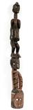 MOSSI WOOD & POLYCHROME FIGURAL MASK, BURKINA FASO, H 47 1/2"