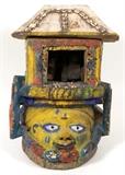 YORUBA WOOD & POLYCHROME ORISHA OKO MASK, GELEDE SOCIETY, FEDERAL REPUBLIC OF NIGERIA, H 17"
