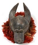 SENUFO WOOD KORUBLA HELMET MASK, PORO SOCIETY, COTE D'IVOIRE, H 21", W 12 1/2"