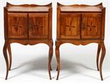 FRENCH WALNUT END TABLES PAIR H 28" W 24" D 17.5"